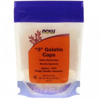 Now Foods, "3" Gelatin Caps, Extra Small Size, 1000 Empty Gelatin Capsules