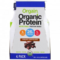 Orgain, Organic Protein Nutritional Protein Shake, Creamy Chocolate Flavor, 4 Pack, 14 fl oz (414 ml) Each