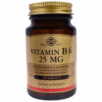 Solgar, Vitamin B6, 25 mg, 100 Tablets