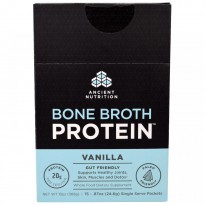 Dr. Axe / Ancient Nutrition, Bone Broth Protein, Vanilla, 15 Single Serve Packets, .87 oz (24.6 g) Each
