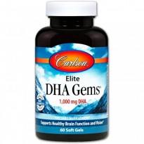 Carlson Labs, Elite DHA Gems, 1,000 mg, 60 Softgels