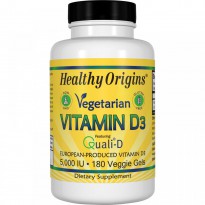 Healthy Origins, Vegetarian Vitamin D3, 5,000 IU, 180 Veggie Gels