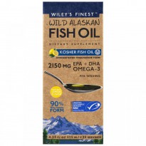 Wiley's Finest, Wild Alaskan Fish Oil, Kosher Fish Oil, Natural Lemon Flavor, 4.23 fl oz (125 ml)