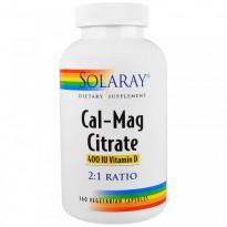 Solaray, Cal-Mag Citrate, 400 IU Vitamin D, 360 Vegetarian Capsules