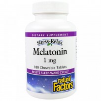 Natural Factors, Stress-Relax, Melatonin, 1 mg, 180 Chewable Tablets