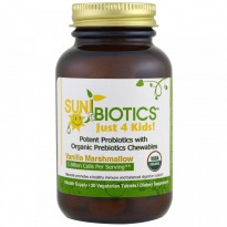 Sunbiotics, Just 4 Kids, Organic Probiotic Chewables, Vanilla Marshmallow, 30 Veggie Tabs