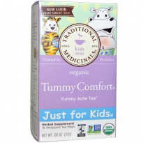 Traditional Medicinals, Just for Kids, Organic Tummy Comfort, Naturally Caffeine Free Herbal Tea, 18 Wrapped Tea Bags, .96 oz (27 g)