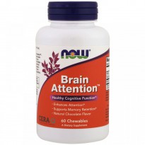Now Foods, Brain Attention, Natural Chocolate Flavor, 60 Chewables