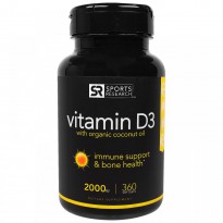 Sports Research, Vitamin D3 With Organic Coconut Oil, 2000 IU, 360 Softgels