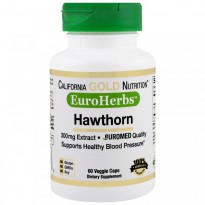 California Gold Nutrition, Hawthorn Extract, EuroHerbs, 300 mg, 60 Veggie Caps