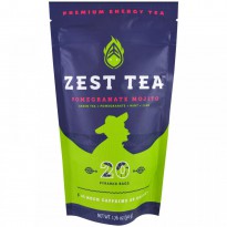 Zest Tea LLZ, Premium Energy Tea, Pomegranate Mojito, 20 Pyramid Bags, 1.76 oz (50 g)
