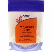 Now Foods, "1" Gelatin Caps, 500 Empty Gelatin Capsules