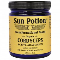 Sun Potion, Cordyceps Raw Mushroom Powder, Organic, 3.5 oz (100 g)
