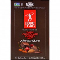 Caveman Foods, Nutrition Bars, Dark Chocolate Cherry Nut, 15 Bars, 1.4 oz (40 g) Each
