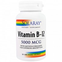 Solaray, Vitamin B-12, 5000 mcg, 30 Sublingual Lozenges